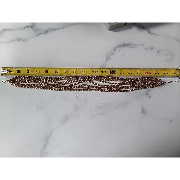 925 Sterling Silver Multistrand & Multicolored Pearl Beaded Necklace Adjustable - Picture 10 of 10